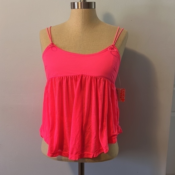 Free People FP Movement New NWT Hot Pink Strappy Top Size XS - Picture 1 of 12